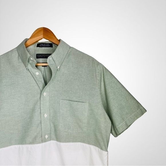 Poplin Patchwork Color Block Button Down Shirt Dress - Picture 5 of 7